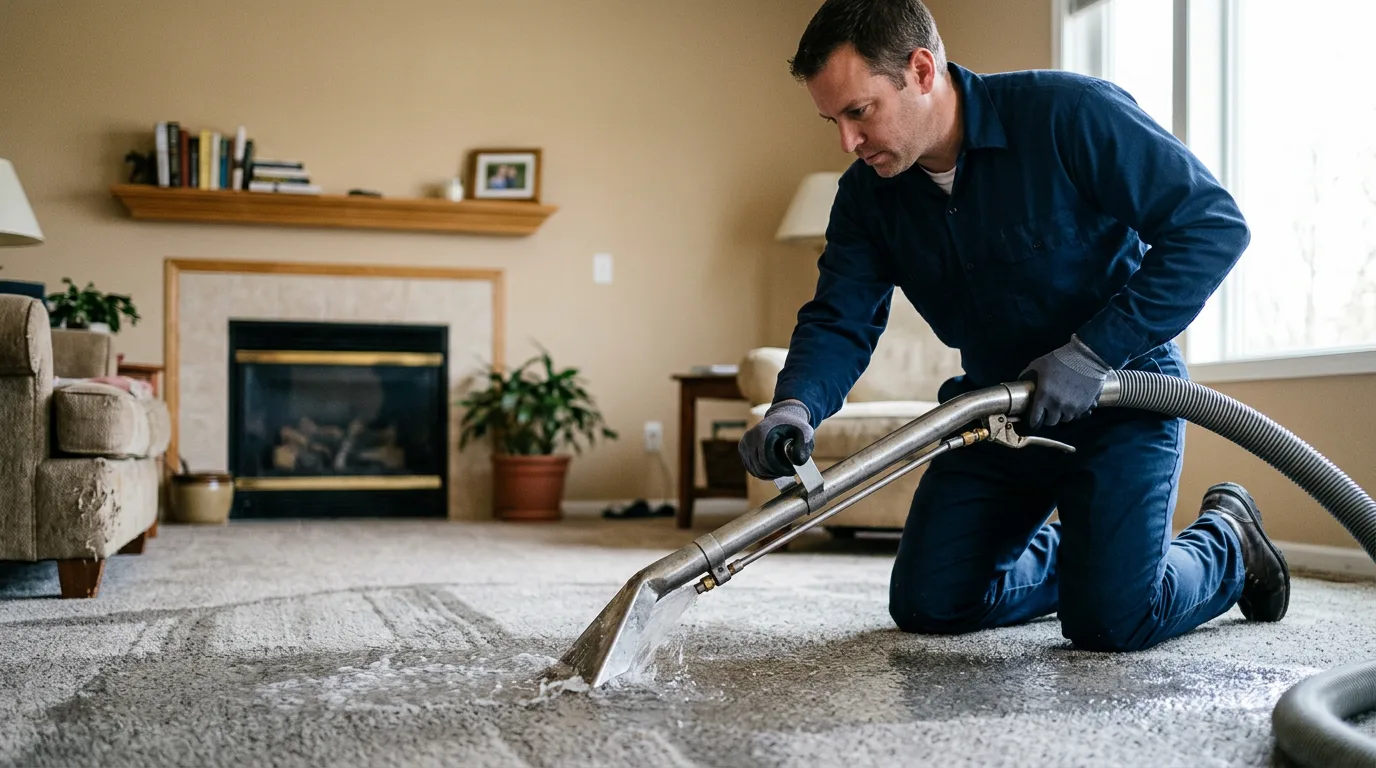 Water damage restoration technician working near Bumpass, VA